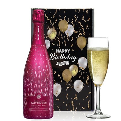 Taittinger Nocturne Rose City Lights Edition And Flute Happy Birthday Gift Box